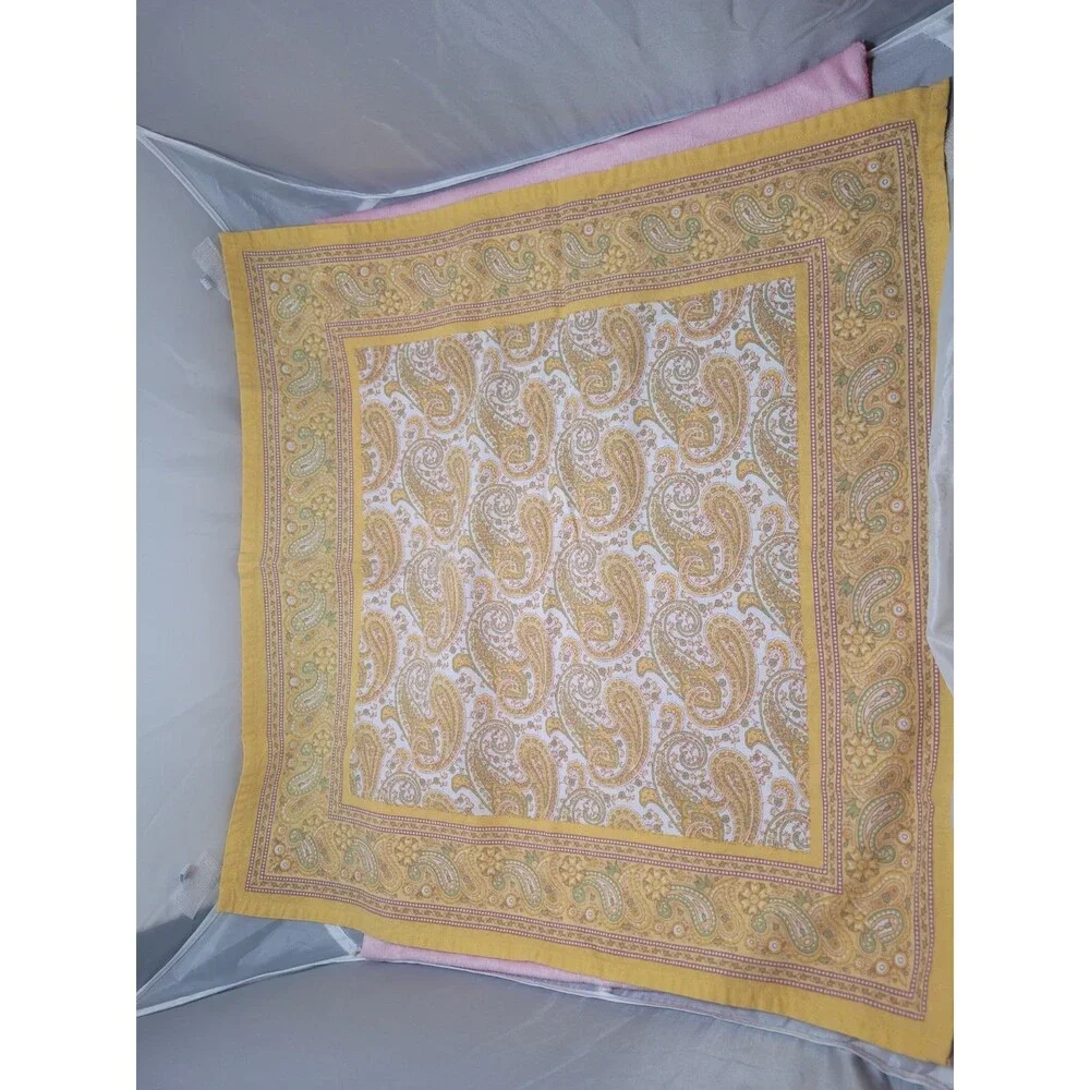 💥 6 ~ VTG Williams Sonoma yellow paisley floral 2 sided placemats 2 Napkins B4